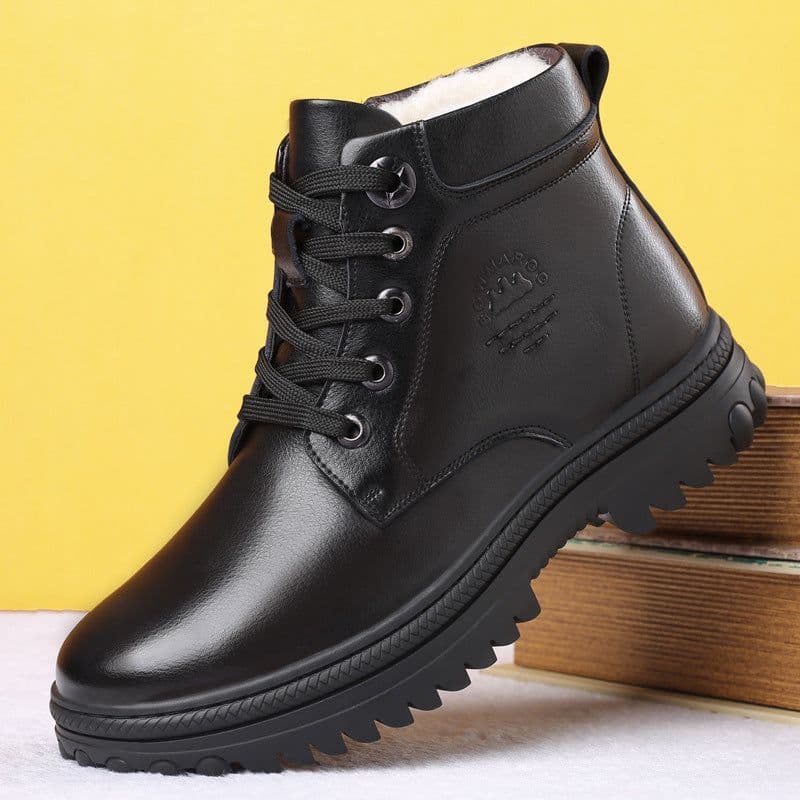 image-Men's Fashion High-top Wool And Cotton Shoes