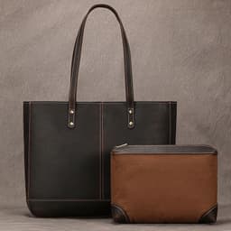 image-Vintage Genuine Leather Commuter Hand-carrying Bag Large Capacity