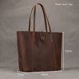 image-Vintage Genuine Leather Commuter Hand-carrying Bag Large Capacity