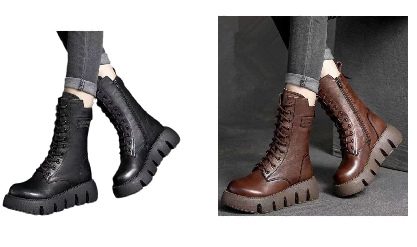 image-Retro Boots For Women Lace-up Shoes Autumn And Winter Versatile High Top Buckle British Boots