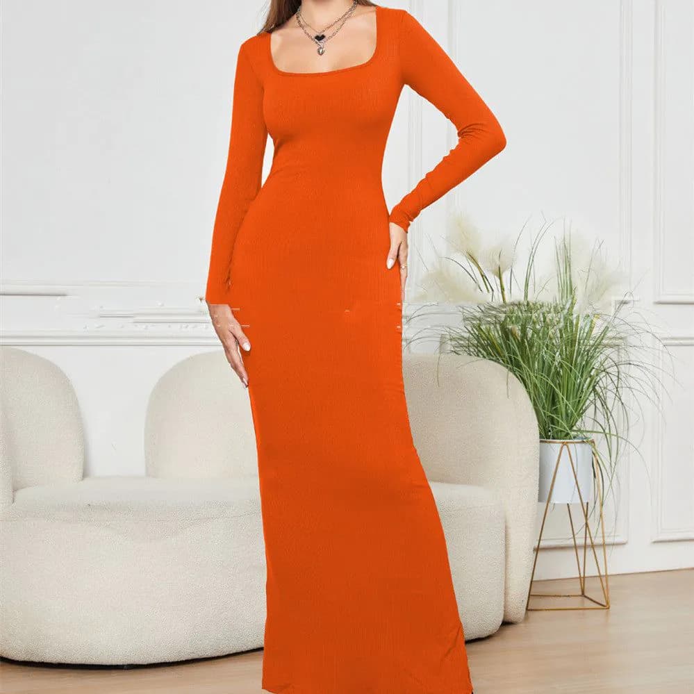 image-Two-in-one With Lining Double-layer Belly Contracting Hip Lifting Long Sleeve Narrow Dress