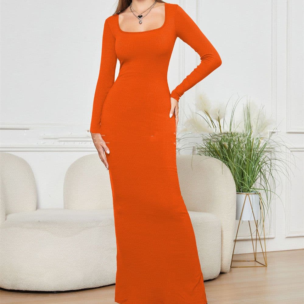 image-Two-in-one With Lining Double-layer Belly Contracting Hip Lifting Long Sleeve Narrow Dress