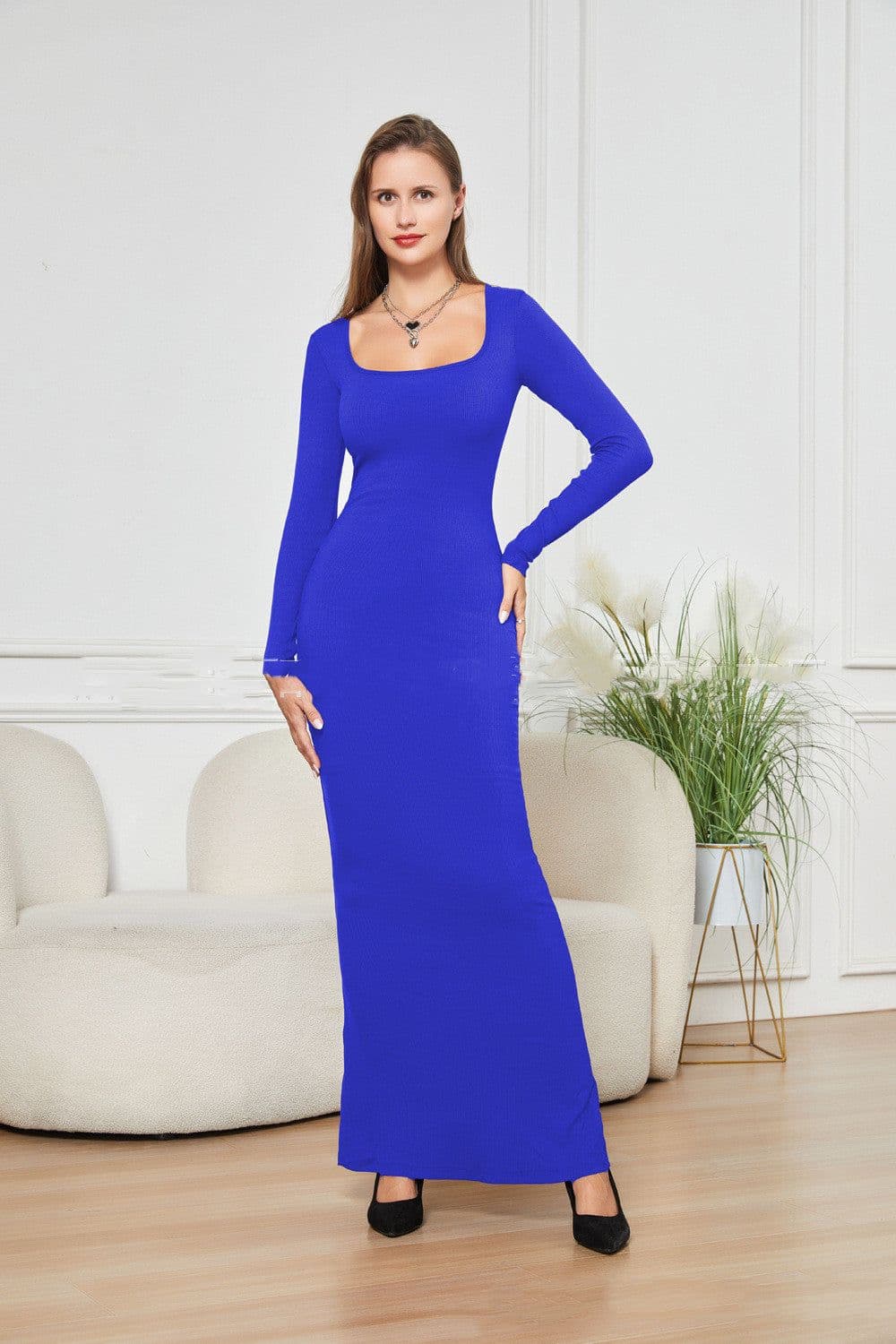 image-Two-in-one With Lining Double-layer Belly Contracting Hip Lifting Long Sleeve Narrow Dress