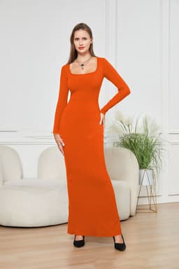 image-Two-in-one With Lining Double-layer Belly Contracting Hip Lifting Long Sleeve Narrow Dress
