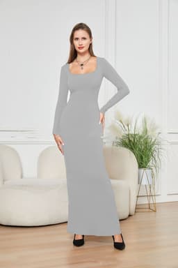 image-Two-in-one With Lining Double-layer Belly Contracting Hip Lifting Long Sleeve Narrow Dress