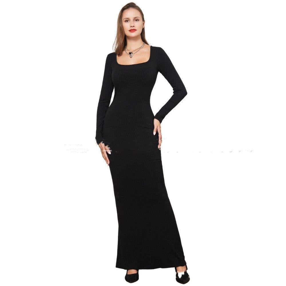 image-Two-in-one With Lining Double-layer Belly Contracting Hip Lifting Long Sleeve Narrow Dress