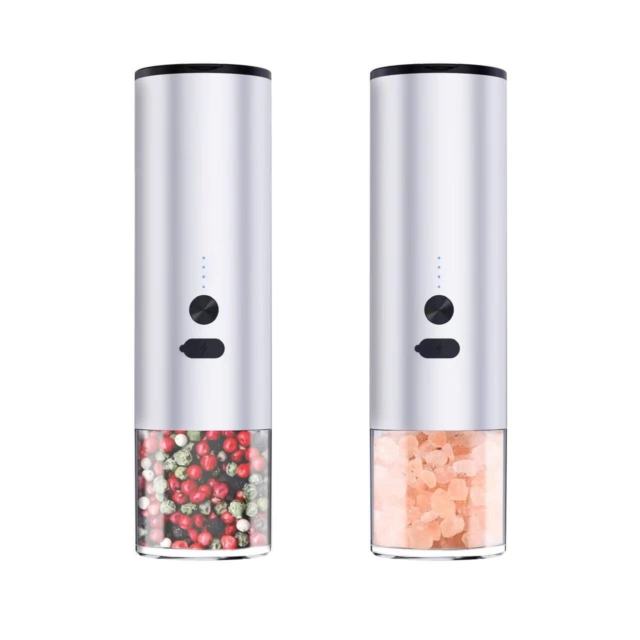 image-Electric Food Corn Soybean Salt And Pepper Grinder Mill Machine Rechargeable Electric Pepper And Salt Grinder Set With LED Kitchen Gadgets