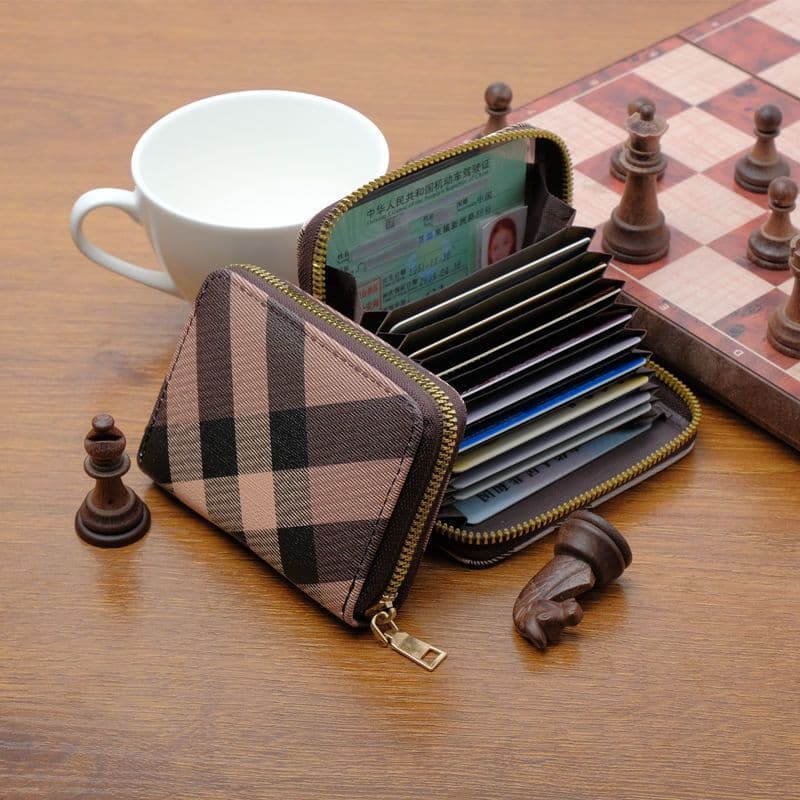 image-Credit Card Cover Women's Mini Purse Large Capacity Zipper Position Anti-degaussing Card Holder