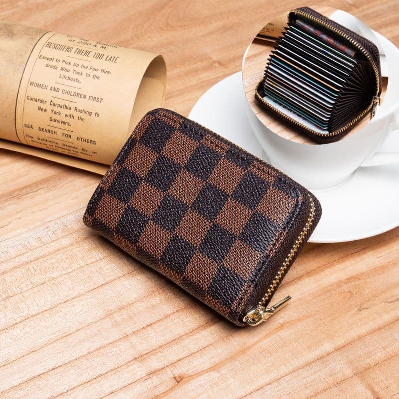 image-Credit Card Cover Women's Mini Purse Large Capacity Zipper Position Anti-degaussing Card Holder