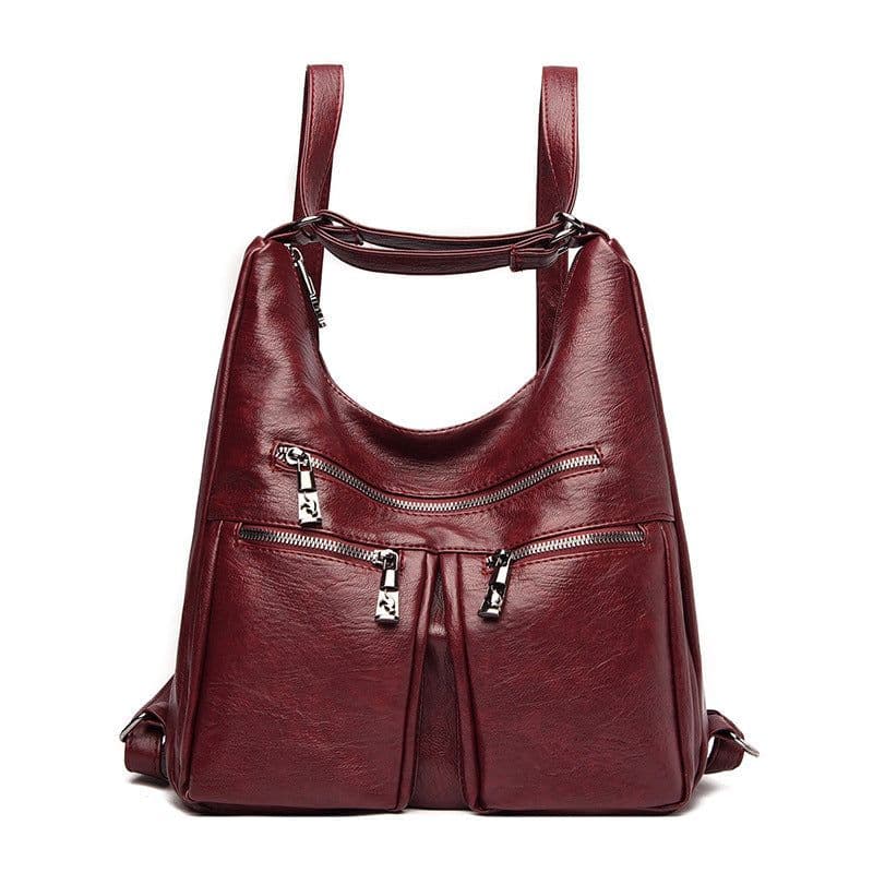 image-Sheepskin Pattern Washed Solid Color Large Shoulder Bag