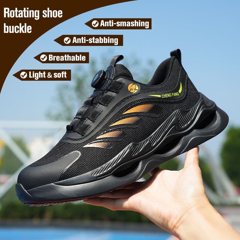 image-Cross-border Arrival Button Flying Woven Labor Protection Shoes Steel Toe Cap