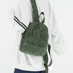 image-Corduroy Solid Color Schoolbag Women's Backpack Small Backpack Women