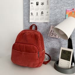 image-Corduroy Solid Color Schoolbag Women's Backpack Small Backpack Women