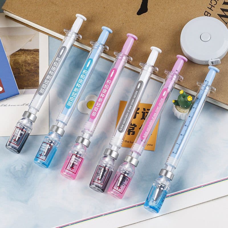 image-Creative Syringe Gel Realistic Syringe Ballpoint Student Stationery Ball Pen
