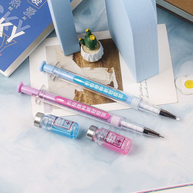 image-Creative Syringe Gel Realistic Syringe Ballpoint Student Stationery Ball Pen