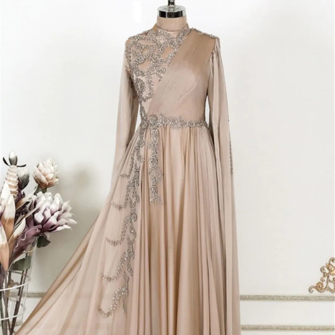image-Champagne Muslim Evening Dress Formal Party
