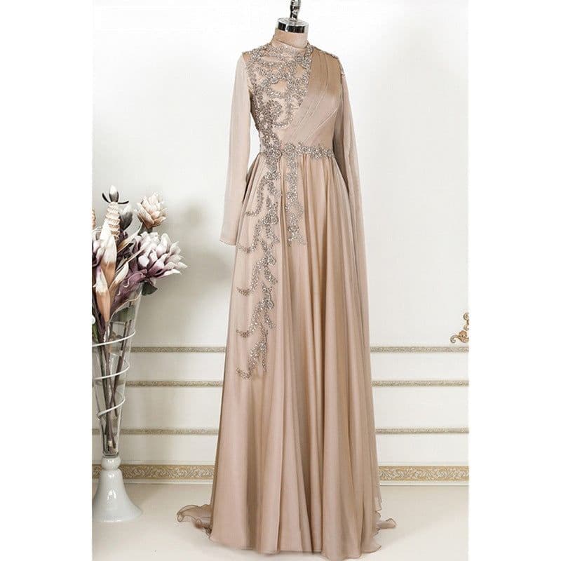 image-Champagne Muslim Evening Dress Formal Party