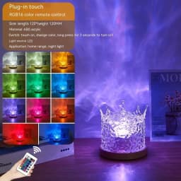 image-LED Water Ripple Ambient Night Light USB Rotating Projection Crystal Table Lamp RGB Dimmable Home Decoration 16 Color Gifts