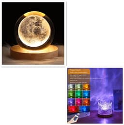 image-LED Water Ripple Ambient Night Light USB Rotating Projection Crystal Table Lamp RGB Dimmable Home Decoration 16 Color Gifts