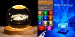 image-LED Water Ripple Ambient Night Light USB Rotating Projection Crystal Table Lamp RGB Dimmable Home Decoration 16 Color Gifts