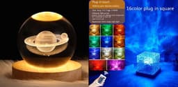 image-LED Water Ripple Ambient Night Light USB Rotating Projection Crystal Table Lamp RGB Dimmable Home Decoration 16 Color Gifts