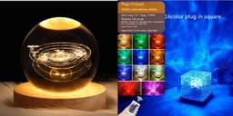 image-LED Water Ripple Ambient Night Light USB Rotating Projection Crystal Table Lamp RGB Dimmable Home Decoration 16 Color Gifts