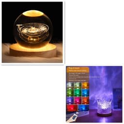 image-LED Water Ripple Ambient Night Light USB Rotating Projection Crystal Table Lamp RGB Dimmable Home Decoration 16 Color Gifts