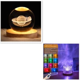 image-LED Water Ripple Ambient Night Light USB Rotating Projection Crystal Table Lamp RGB Dimmable Home Decoration 16 Color Gifts