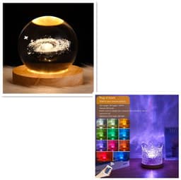 image-LED Water Ripple Ambient Night Light USB Rotating Projection Crystal Table Lamp RGB Dimmable Home Decoration 16 Color Gifts