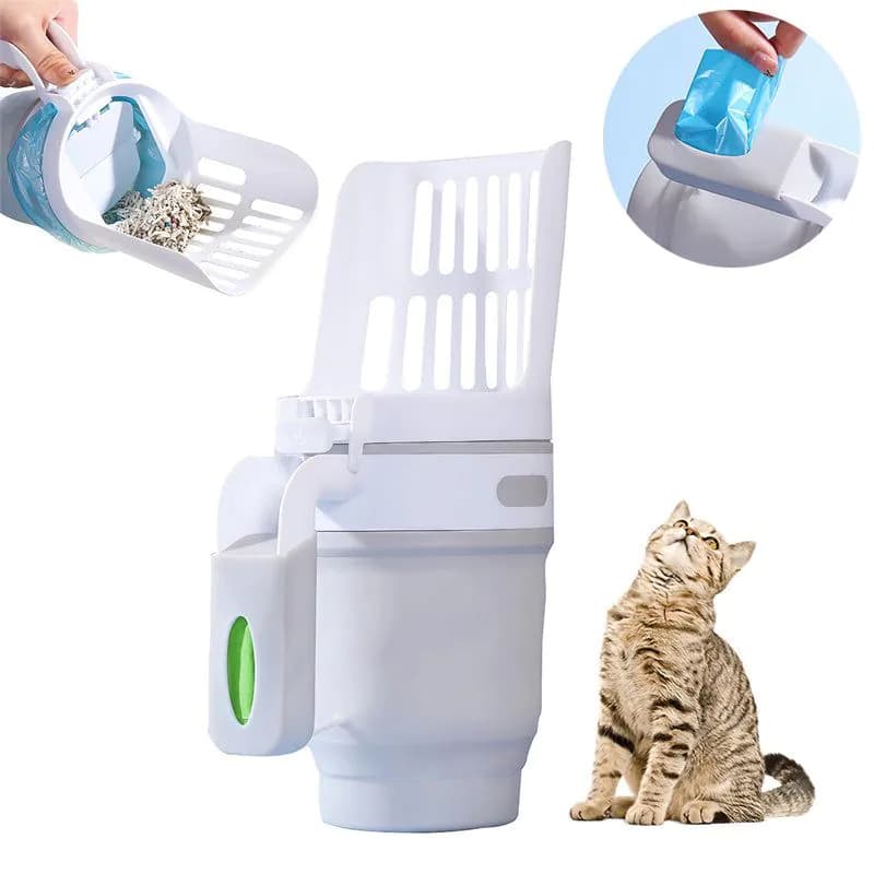 image-Upgrade Widen Cat Litter Shovel Scoop With Refill Bags Large Cat Litter Box Self Cleaning Cat Waste Bin System Pet Supplies Pet Products