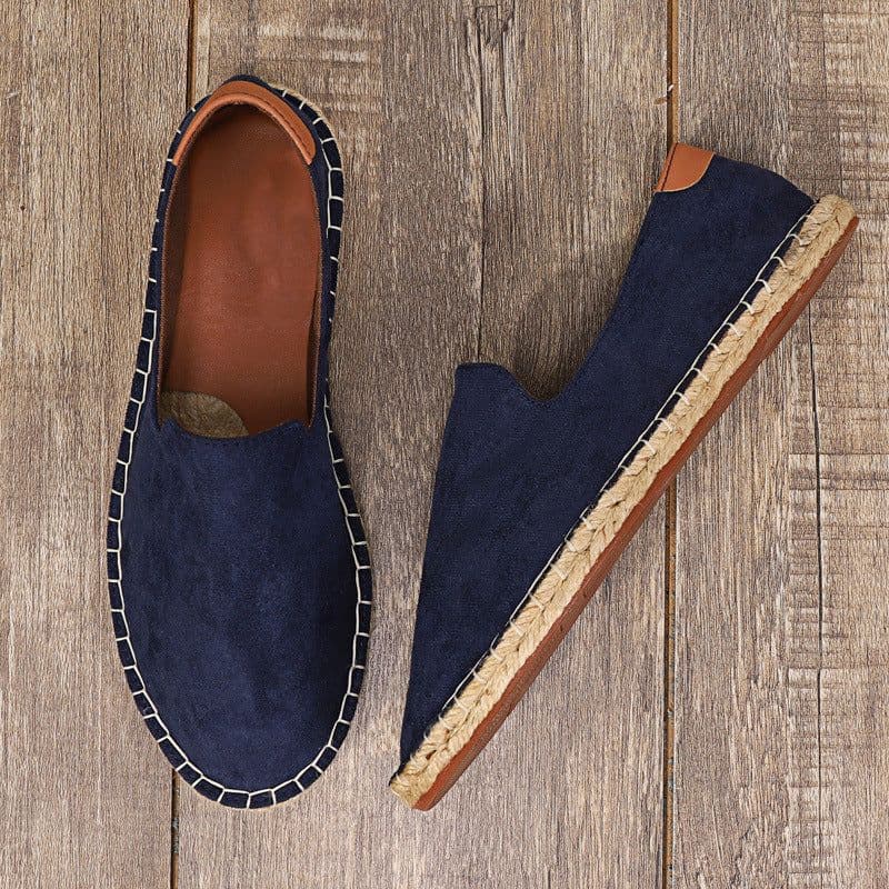 image-Men's Straw Woven Hemp Rope Shoes Fisherman Slip-on Canvas Shoes