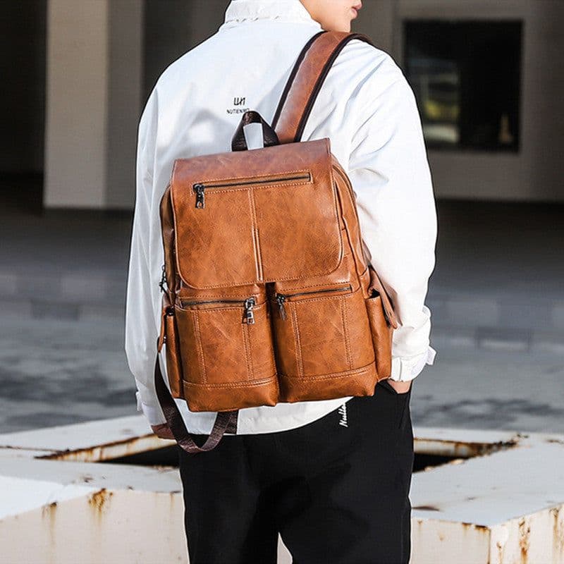 image-Men's Computer Bag Vintage Canvas Backpack