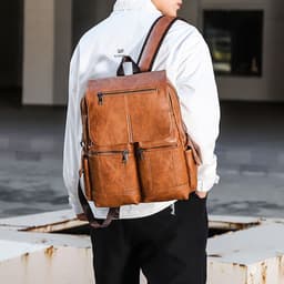 image-Men's Computer Bag Vintage Canvas Backpack