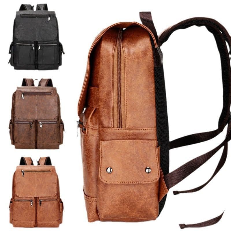 image-Men's Computer Bag Vintage Canvas Backpack