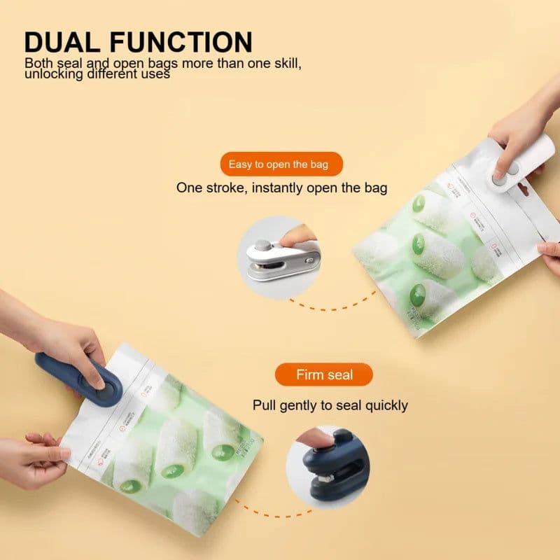 image-Chip Bag Sea Vacuum Sealing Machine Handheld Heat Vacumn Sealer Portable Heat Sealer USB Rechargeable For Food Storage Clip Bag Kitchen Gadgets