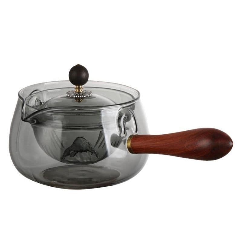image-Semi-automatic Rotary Heat-resistant Glass Teapot Lazy Tea Making With Infuser And Wooden Handle Office Home Accessories Kitchen Gadgets