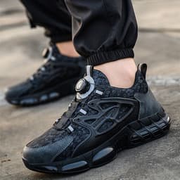 image-Rotating Button Labor Shoes No-tie