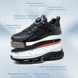image-Rotating Button Labor Shoes No-tie