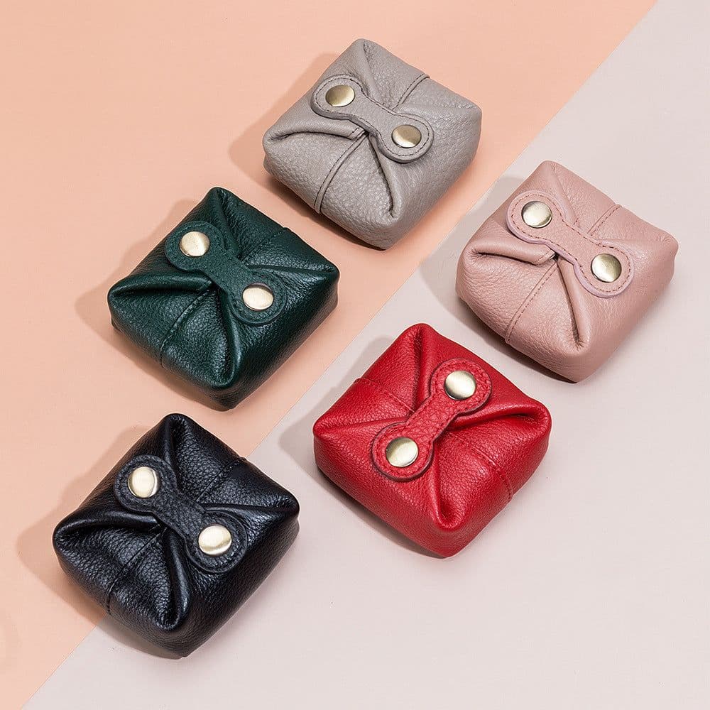 image-Coin Purse Soft Cowhide Mini Headset Lipstick Storage Bag