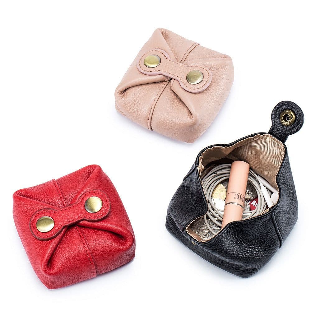 image-Coin Purse Soft Cowhide Mini Headset Lipstick Storage Bag