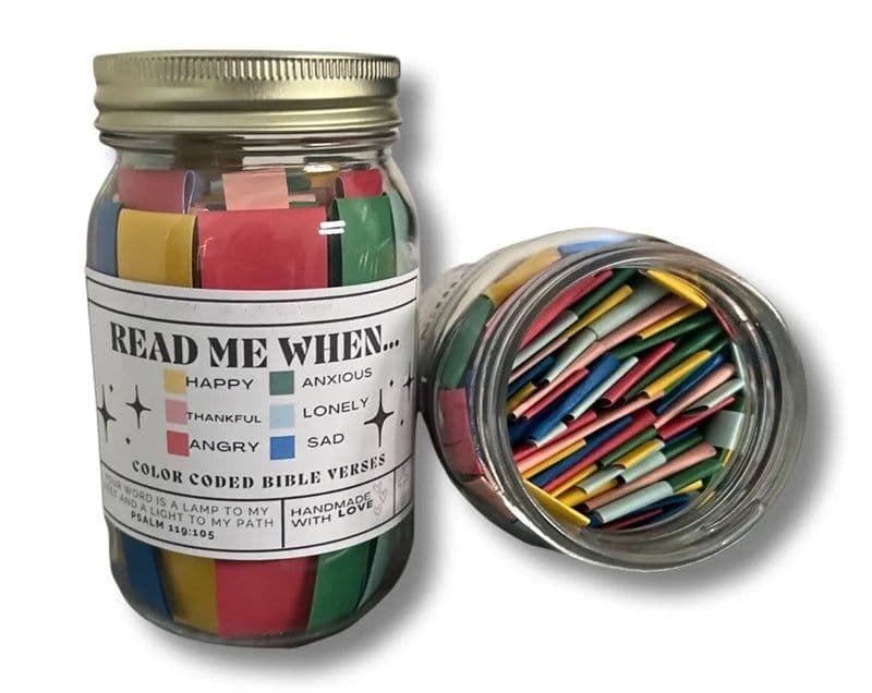 image-Handmade Bible Verses Jar 67 Color-coded Bible Verse Jar Crafts About Emotions And Feelings Display A GodlyGift Of Christ