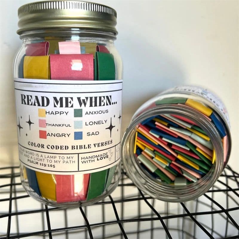 image-Handmade Bible Verses Jar 67 Color-coded Bible Verse Jar Crafts About Emotions And Feelings Display A GodlyGift Of Christ