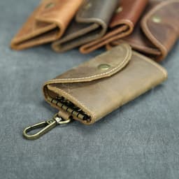 image-Handmade Crazy Horse Leather Key Case Large Capacity