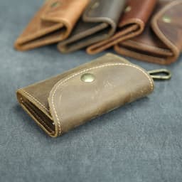 image-Handmade Crazy Horse Leather Key Case Large Capacity