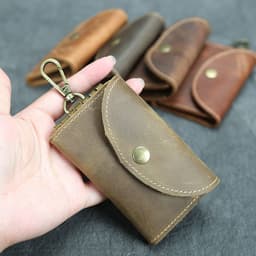 image-Handmade Crazy Horse Leather Key Case Large Capacity