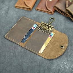 image-Handmade Crazy Horse Leather Key Case Large Capacity