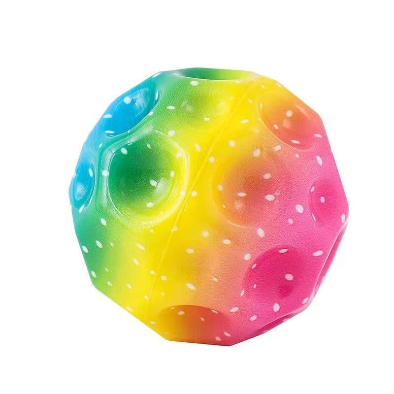 image-Colorful Hole Ball Soft Bouncy Ball Anti-fall Moon Shape Porous Bouncy Ball Kids Indoor Toys Ergonomic Design Elastic Ball