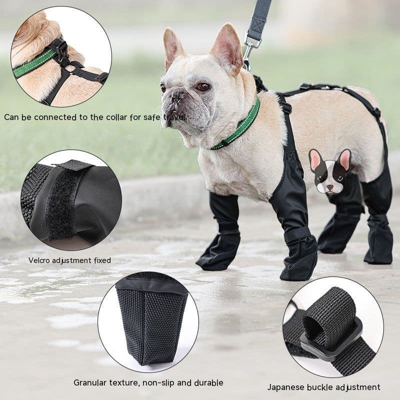 image-Waterproof Dog Shoes Adjustable Dog Boots Pet Breathbale Shoes For Outdoor Walking Soft French Dog Shoes Pets Paws Protector Pet Products