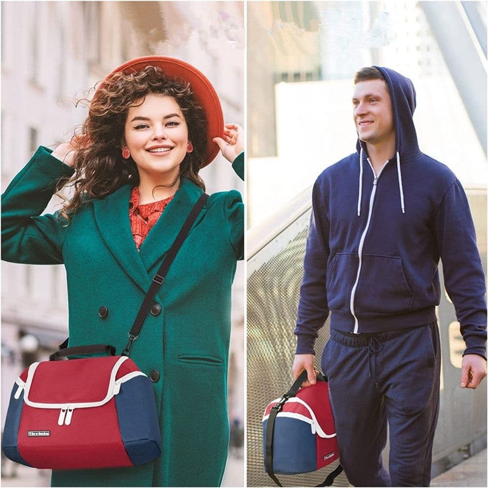 image-Women's Men's Thermal Insulation Lunch Box Leakproof Heat Insulated Bag Lunch Bag Refrigerated Handbag Red