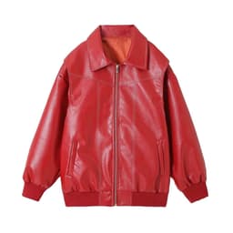 image-Loose Fashion Retro Jacket Cool Stand Collar Long Sleeve Jacket Womens Clothing